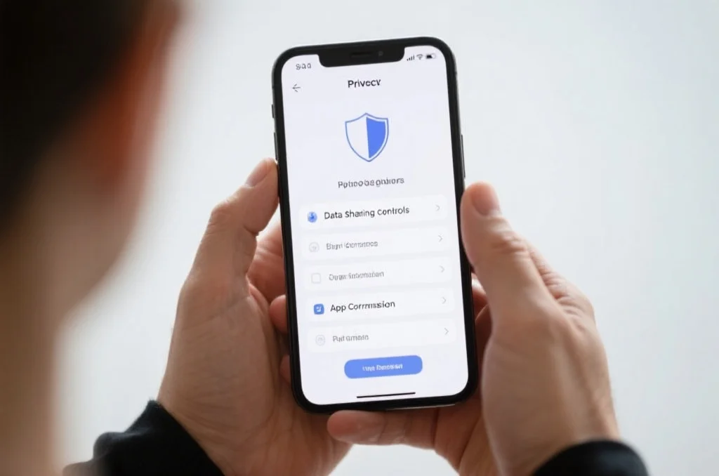 手机上显示隐私设置和数据控制的界面